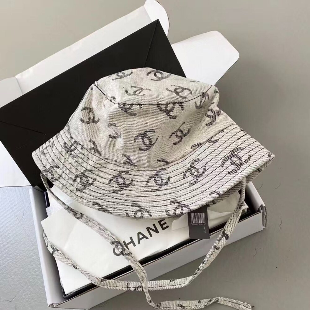 Chanel All Over CC Logo Denim Bucket Hat in Grey - Picture 4 of 4
